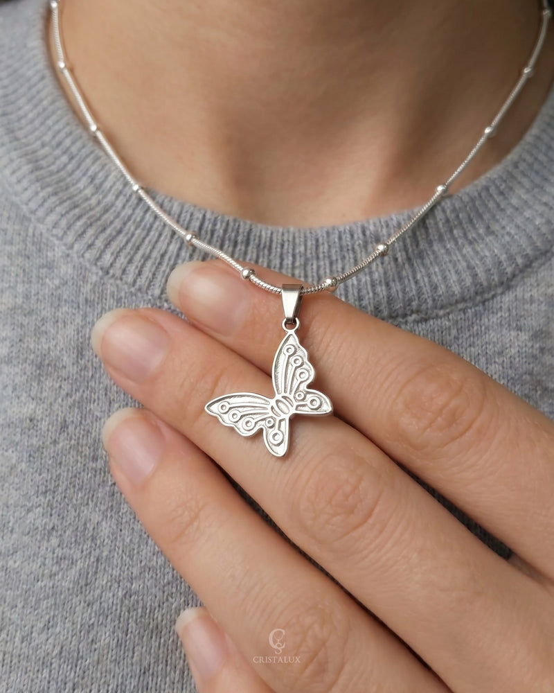 CADENA FINA 1MM + DIJE MARIPOSA