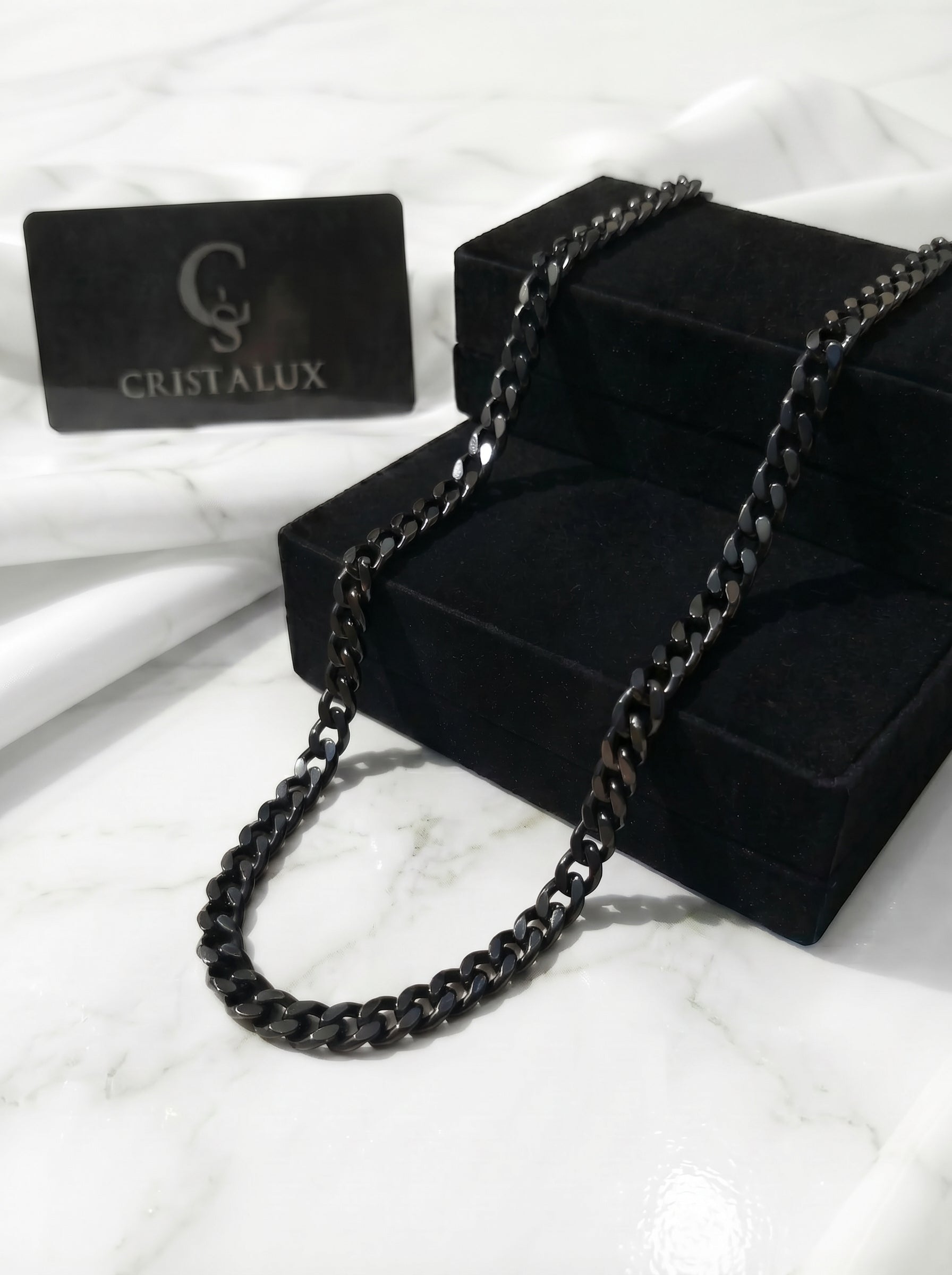CADENA CUBANA NEGRA PREMIUM | 5MM - 60CM