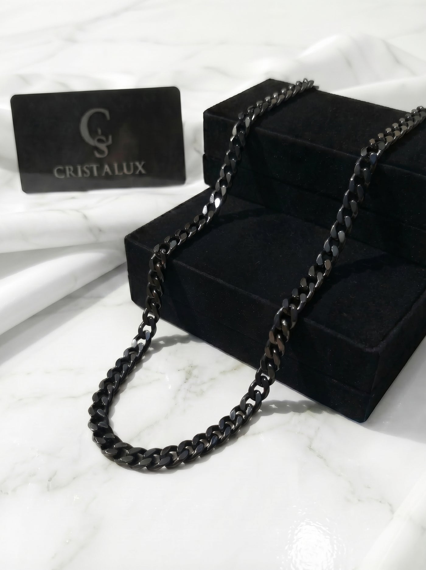 CADENA CUBANA NEGRA PREMIUM | 5MM - 60CM