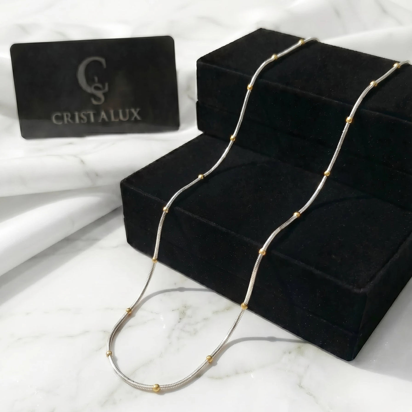 CADENA FINA CON PEPAS DORADAS PREMIUM | 1MM - 50CM